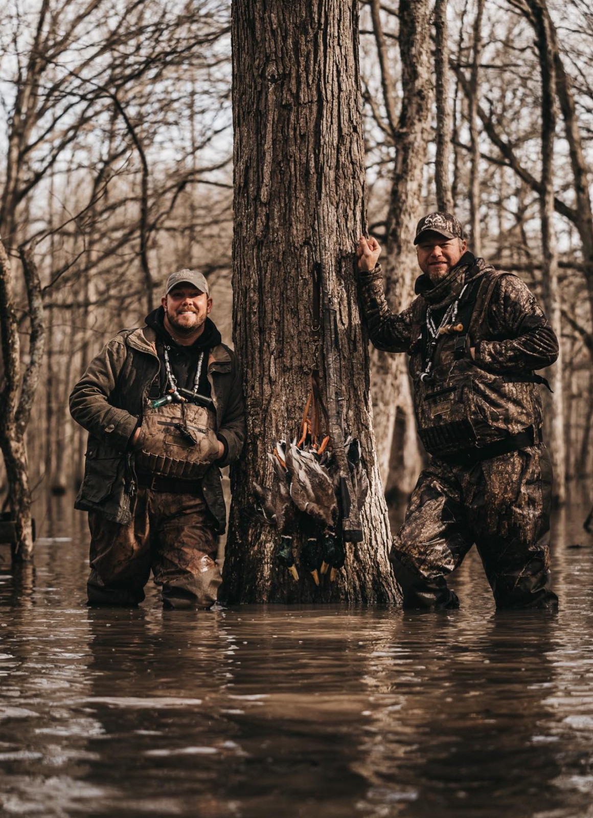 Hunters with ducks after a successful hunt in Washington state.