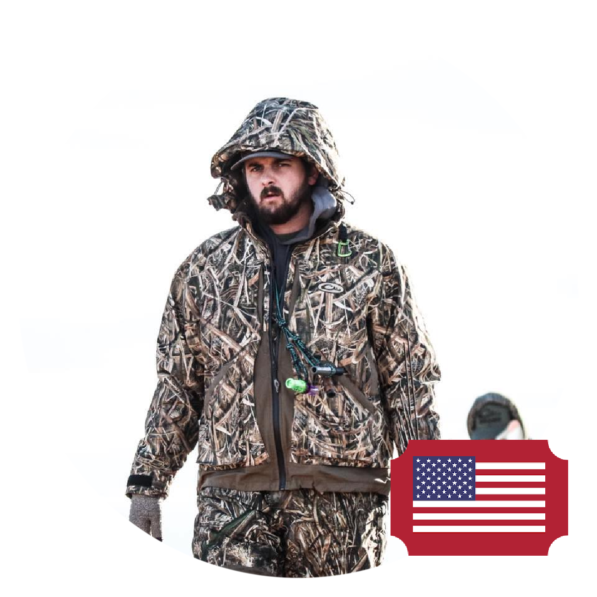 Hunters pictured in the woods for a timber duck hunt in Arkansas.
