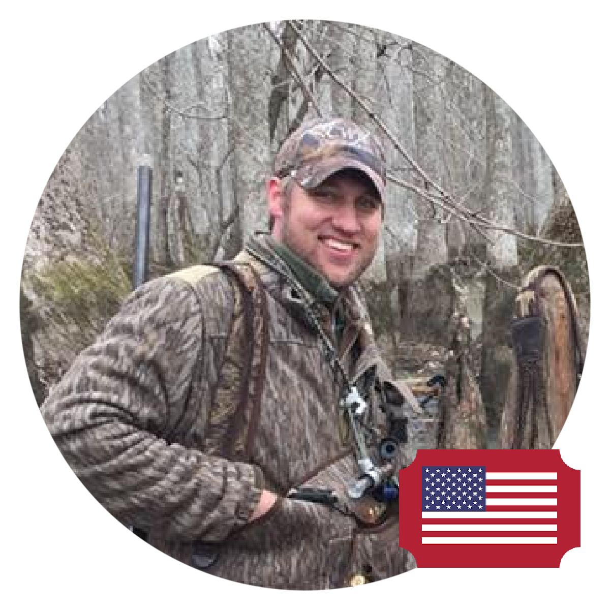 Hunter standing over decoys in Perry, Oklahoma.