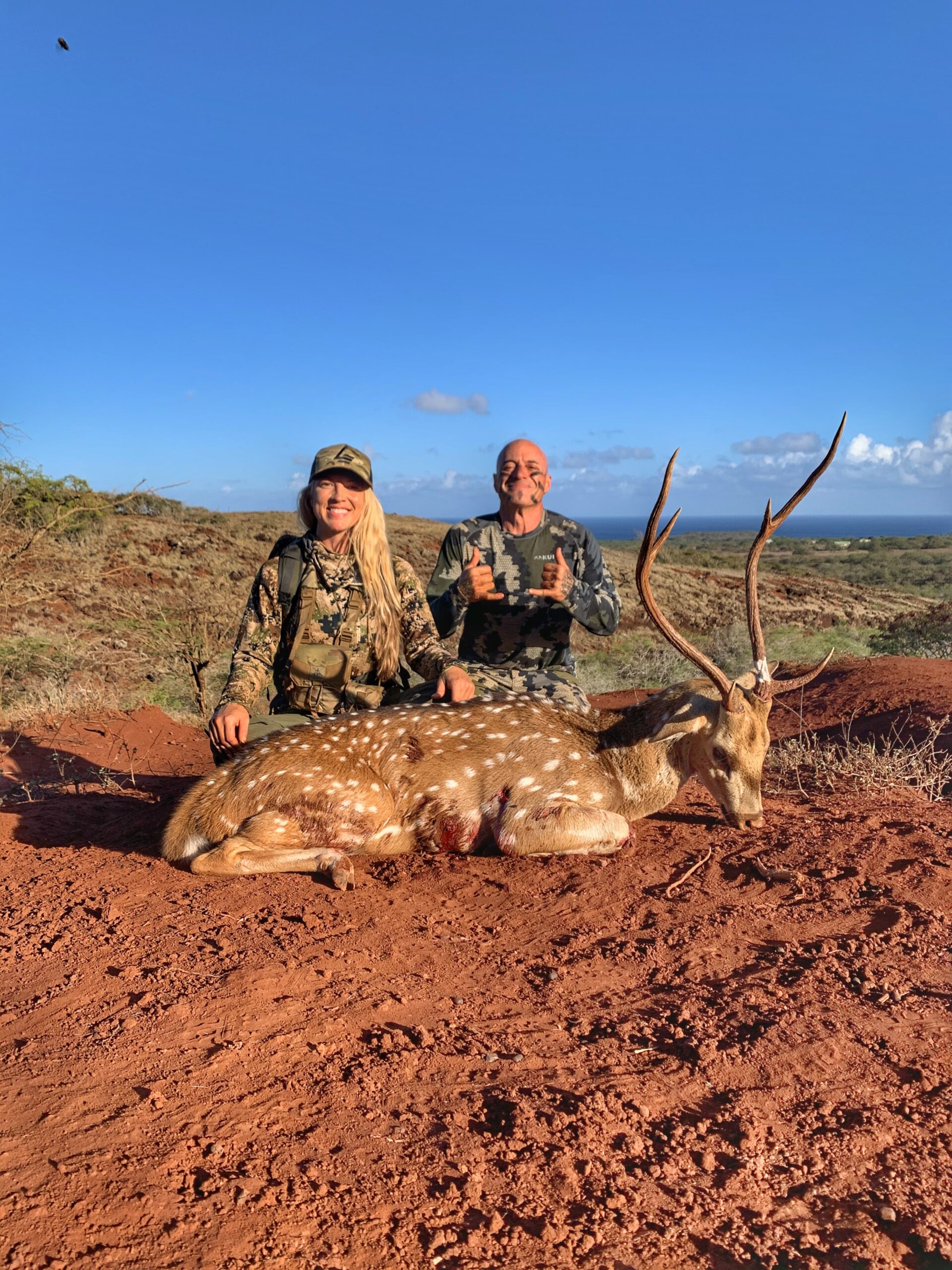 Osceola hunters in Florida with hunting guide, shown with two successful harvests. 