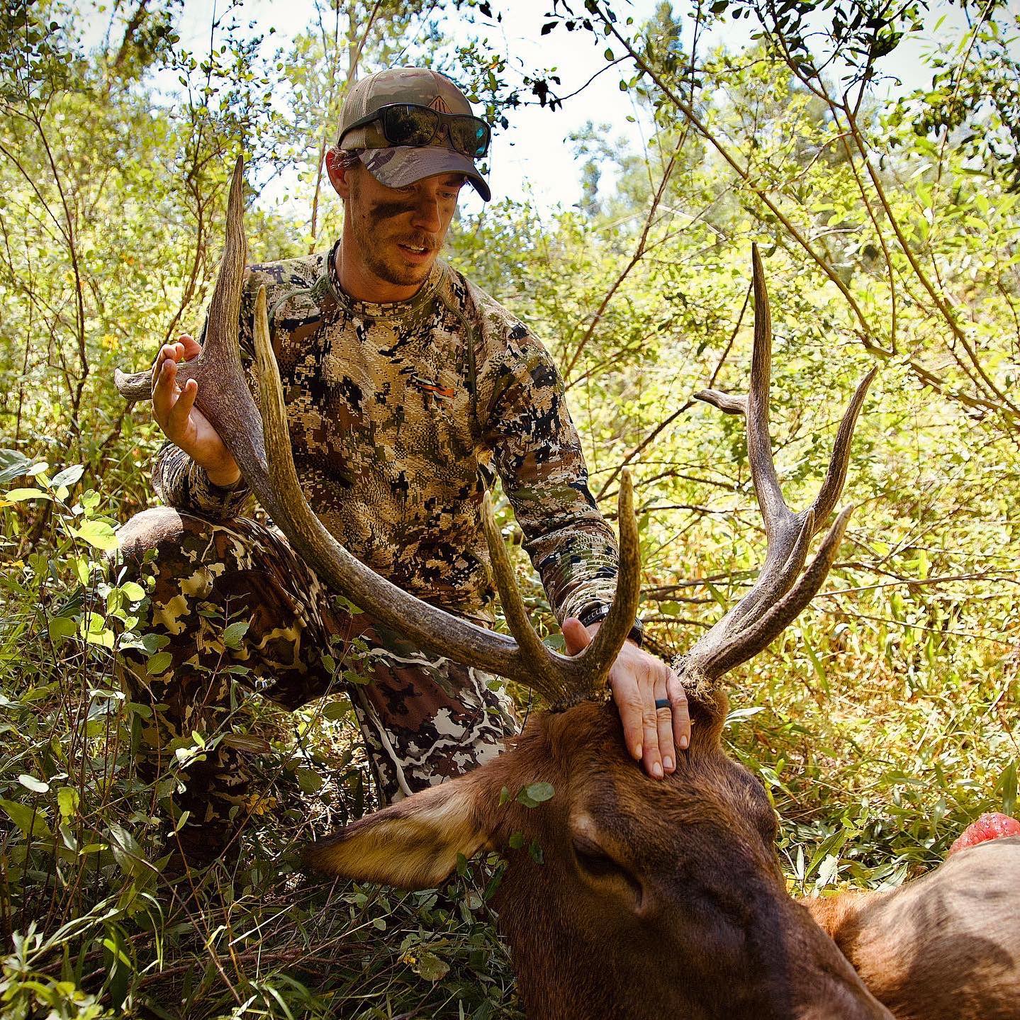Osceola hunters in Florida with hunting guide, shown with two successful harvests. 
